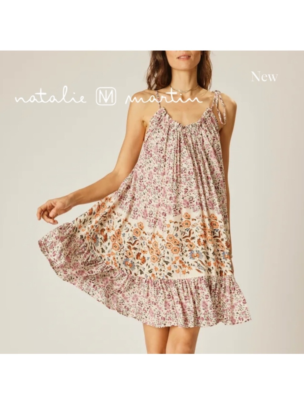 Natalie Martin Donna Dress Petite Fleur Rose Mini Dress Oversized Rayon Small